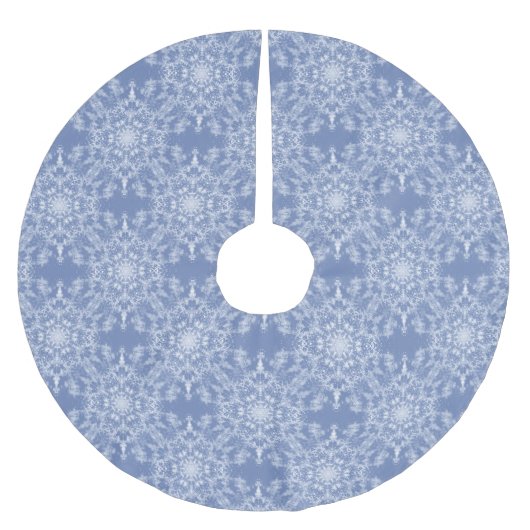 Abstrakt Lacy Fraktal Snowflake Pattern auf Blue Polyester Weihnachtsbaumdecke (Vorderseite)