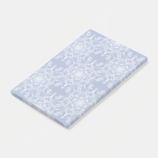 Abstrakt Lacy Fraktal Snowflake Pattern auf Blue Post-it Klebezettel (angewinkelt)