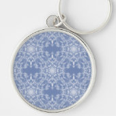 Abstrakt Lacy Fraktal Snowflake Pattern auf Blue Schlüsselanhänger (Vorne)