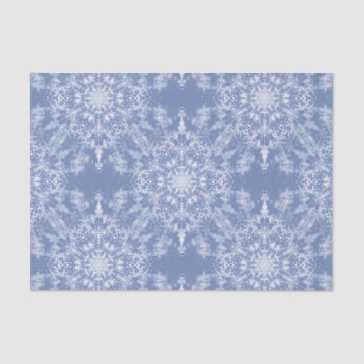 Abstrakt Lacy Fraktal Snowflake Pattern auf Blue Seidenpapier (Vorderseite)