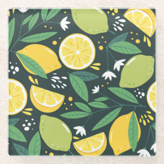 Abstrakt Lemon: Moderne Kunst nahtlos. Glasuntersetzer