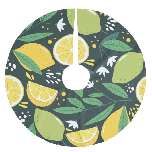 Abstrakt Lemon: Moderne Kunst nahtlos. Polyester Weihnachtsbaumdecke (Vorderseite)