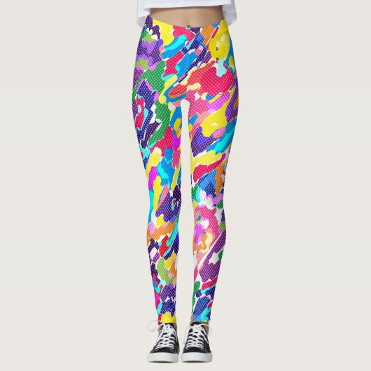 Abstrakt leuchtend mehrfarbig leggings (Vorderseite)