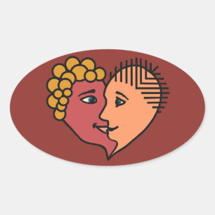 Abstrakt Liebhaber von Aufklebern Ovaler Aufkleber