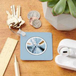 Abstrakt Light Blue Fraktal Schlüsselanhänger