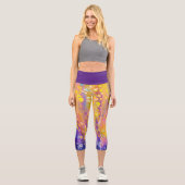 Abstrakt Lila Capri Leggings (Vorderseite)