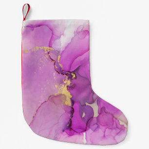 Abstrakt lila, Gold: Mischacrylfasern. Kleiner Weihnachtsstrumpf