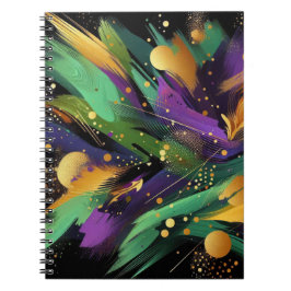 ABSTRAKT LILA GREEN GOLD MARDI GRAS SPLASHES NOTIZBLOCK