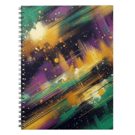 ABSTRAKT LILA GREEN GOLD MARDI GRAS SPLASHES NOTIZBLOCK (Vorderseite)