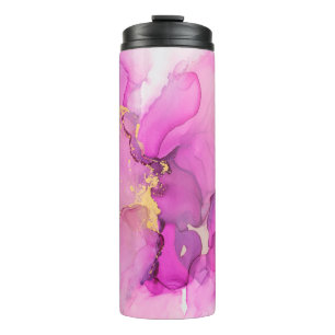 Abstrakt lila, lila, rosa, goldfarbener Hintergrun Thermosbecher