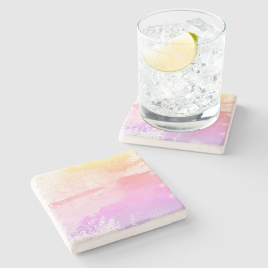 Abstrakt Lila, orange, gelber Stein Untersetzer (Seitenansicht)