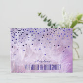 Abstrakt Lila Werden Sie meine Brautjungfrau? Einladung (Stehend Vorderseite)