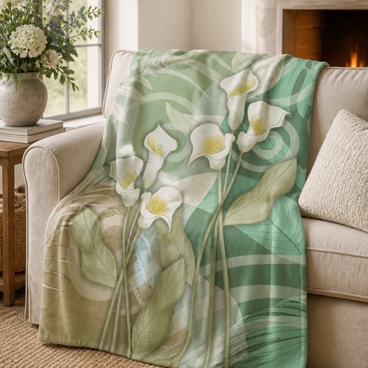 Abstrakt Lilies Medium Fleece Blanket