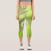 Abstrakt Lime Green Spiral Fraktal Capri Leggings (Vorderseite)