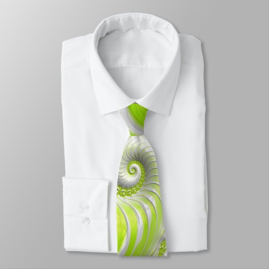 Abstrakt Lime Green Spiral Fraktal Krawatte (Gebunden)