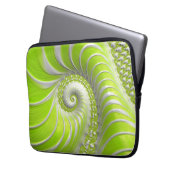Abstrakt Lime Green Spiral Fraktal Laptopschutzhülle (Vorderseite Links)