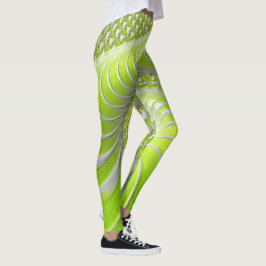 Abstrakt Lime Green Spiral Fraktal Leggings