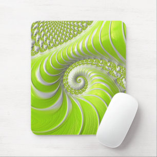 Abstrakt Lime Green Spiral Fraktal Mousepad