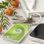 Abstrakt Lime Green Spiral Fraktal Schlüsselanhänger (Vorderseite rechts)