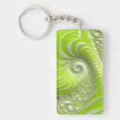 Abstrakt Lime Green Spiral Fraktal Schlüsselanhänger (Vorderseite)