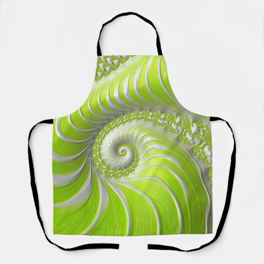 Abstrakt Lime Green Spiral Fraktal Schürze (Vorderseite)