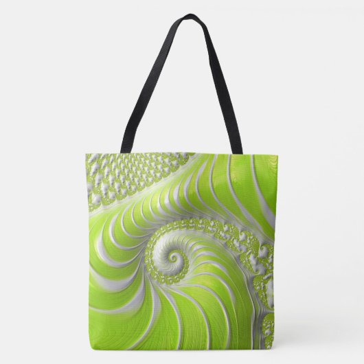 Abstrakt Lime Green Spiral Fraktal Tasche (Vorderseite)