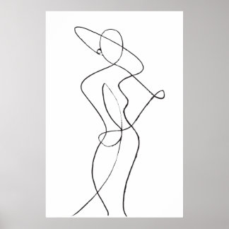 Abstrakt Line Art Woman Poster