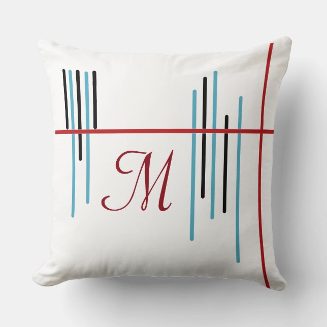 Abstrakt Line Design 1 mit Monogramm Kissen (Vorderseite)