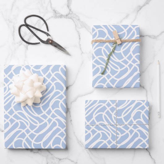 Abstrakt Line Muster Blue Geschenkpapier Set (Vorderseite)