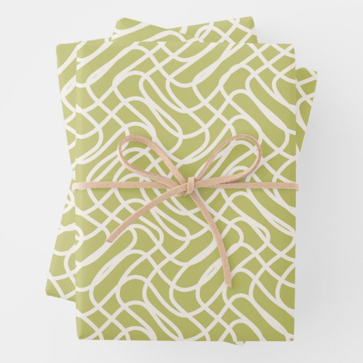 Abstrakt Line Pattern Lime Green Geschenkpapier Set (Beispiel)