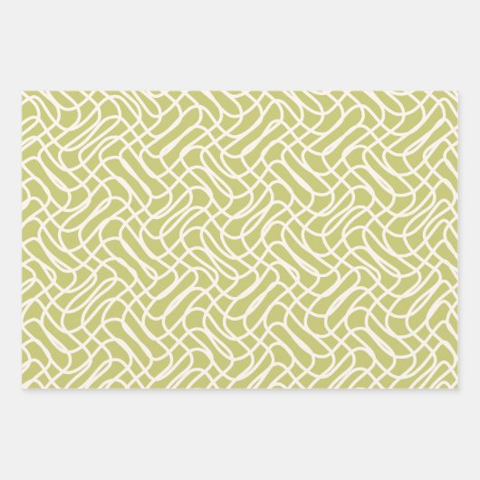 Abstrakt Line Pattern Lime Green Geschenkpapier Set (Vorderseite)