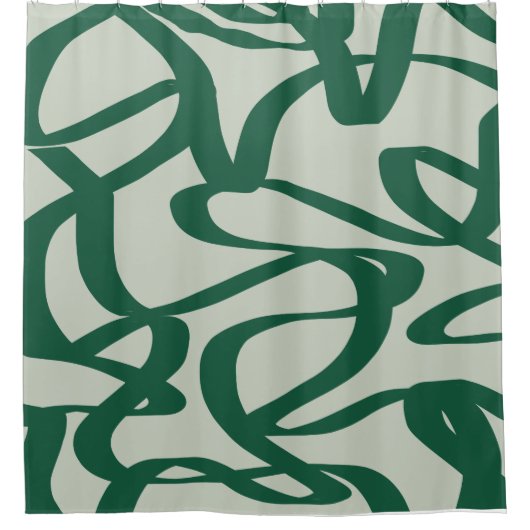 Abstrakt Line Sage Green Brush Strokes Duschvorhang (Vorderseite)