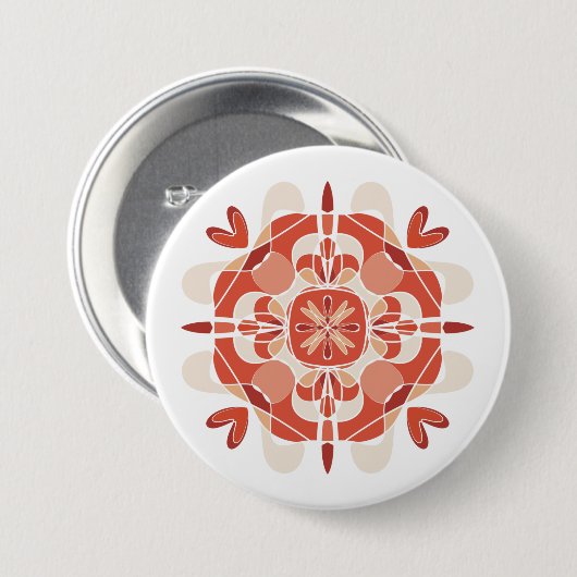 Abstrakt Lovely Red Mandala Button (Vorne & Hinten)