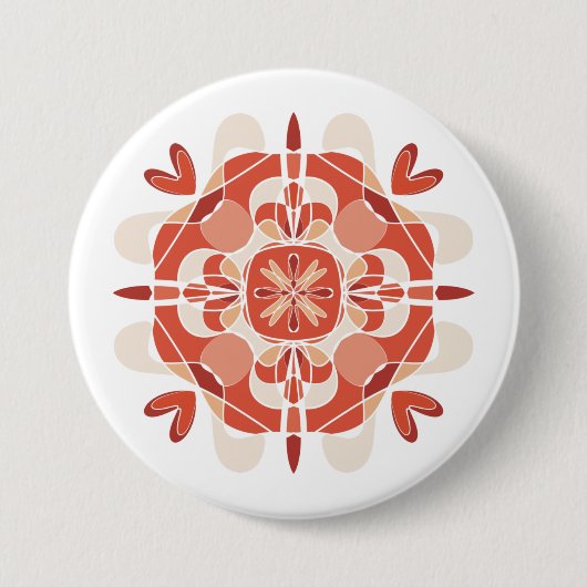 Abstrakt Lovely Red Mandala Button (Vorderseite)