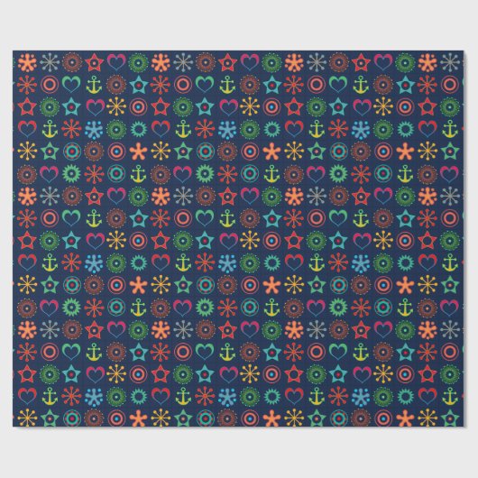 Abstrakt, lustig, Formen, Retro Geschenkpapier (Flach)