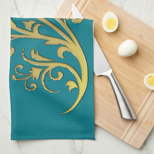 Abstrakt Luxus Imitate Gold Blume Geschirrtuch (Viertel Falte)