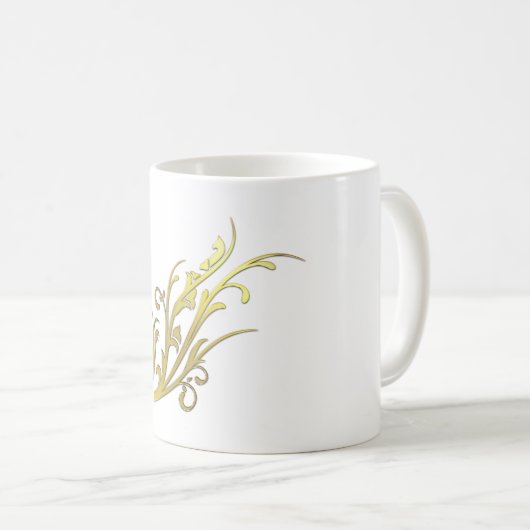 Abstrakt Luxus Imitate Gold Blume Kaffeetasse (VorderseiteRechts)