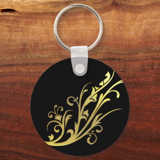 Abstrakt Luxus Imitate Gold Blume Schlüsselanhänger (Vorderseite)