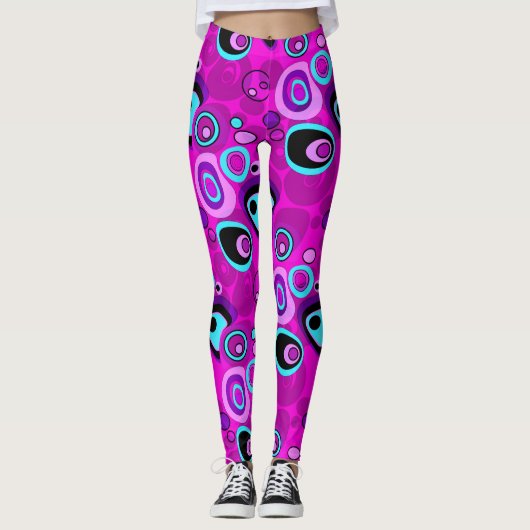 Abstrakt Magenta Leggings (Vorderseite)