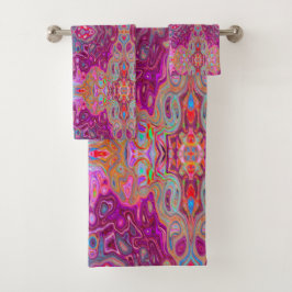 Abstrakt Magenta Pink, Blau und Rot Groovtern Must Badhandtuch Set