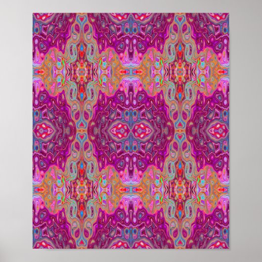 Abstrakt Magenta Pink, Blau und Rot Groovtern Must Poster (Vorne)