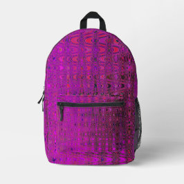 Abstrakt Magenta Retro Boomerang Waves Bedruckter Rucksack