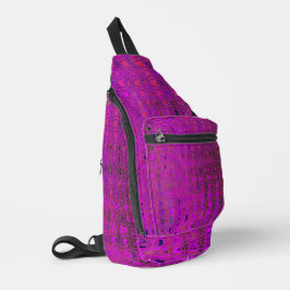 Abstrakt Magenta Retro Boomerang Waves Crossbody Bag
