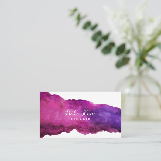 Abstrakt Magenta Wasserfarbe Visitenkarte (Stehend Vorderseite)
