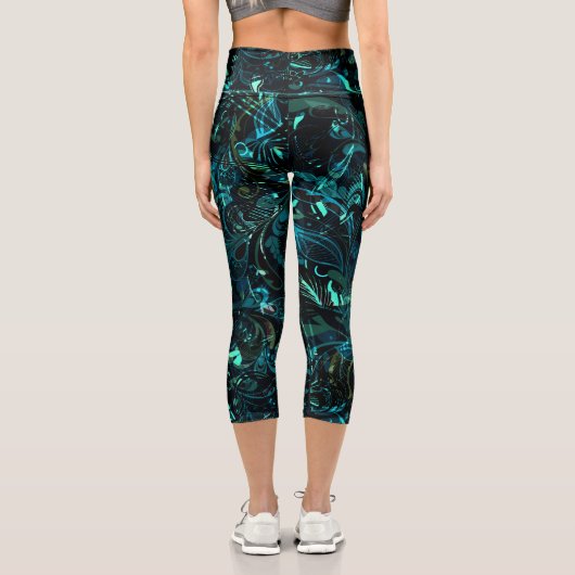 Abstrakt Mandala 3 Capri Leggings (Rückseite)
