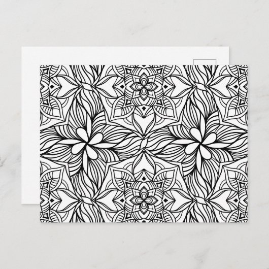 Abstrakt Mandala Adult Coloring Postcard #4b Postkarte (Vorne/Hinten)