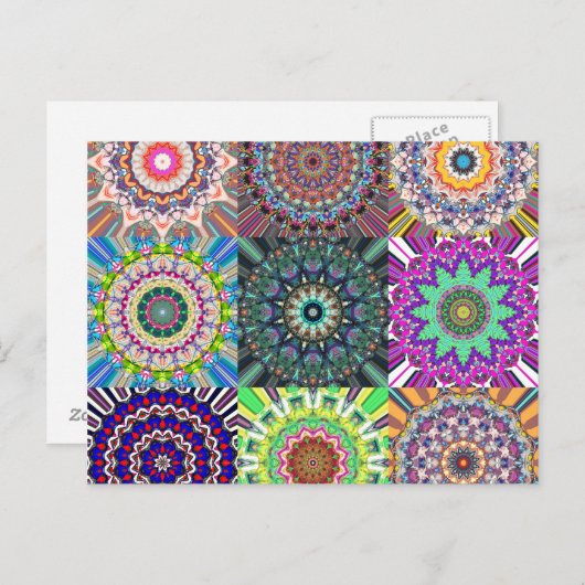 Abstrakt Mandala Collage Postkarte (Vorne/Hinten)