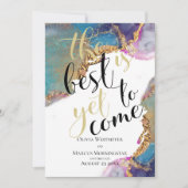 Abstrakt Marbile Ink Magenta Blau Save the Date Einladung (Vorderseite)