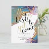 Abstrakt Marbile Ink Magenta Blau Save the Date Einladung (Stehend Vorderseite)