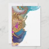 Abstrakt Marbile Ink Magenta Blau Save the Date Einladung (Rückseite)